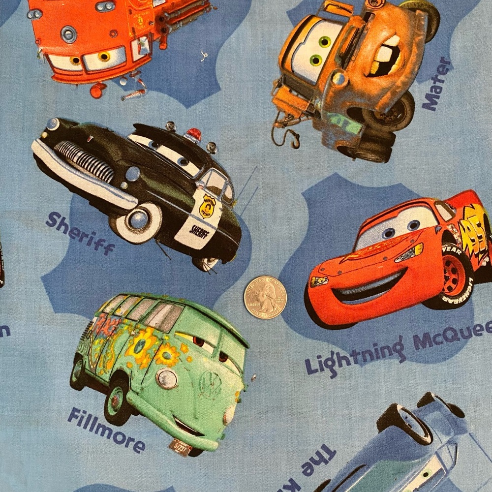 Disney Cars Blue Fabric with Colorful Characters 100% cotton